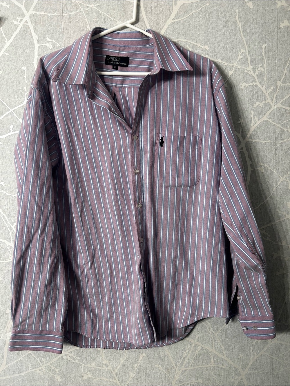 Vintage Polo Ralph Lauren Striped Long Sleeve Collared Shirt Pink